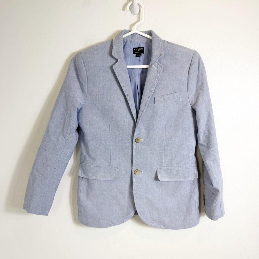 Crewcuts Thompson Blazer Boys Size 12 Light Blue Chambray Cotton Sport Coat